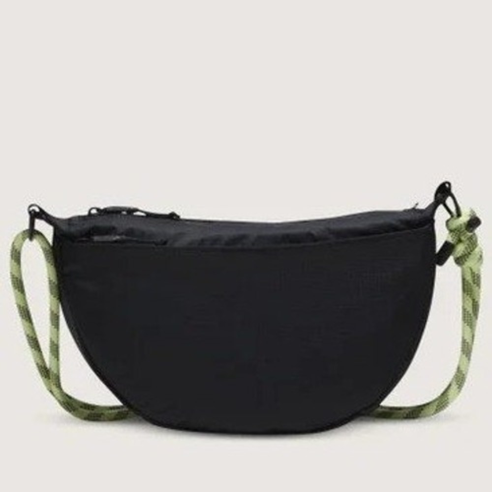 Vans Belay Crescent Crossbody Bag Black Neon Yellow Rope Strap VN000MP0BLK NEW